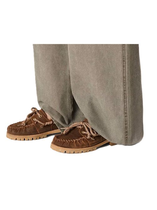 Mocassini da donna Cruise in camoscio cerato marrone con lacci da trekking Golden Goose | GWF01048.F008192.55372LIGHT BROWN